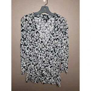 41Hawthorne Henri Ruched Knit Wrap Top (Black Floral) - XXL